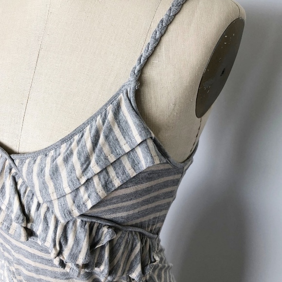 PINK ROSE - Long Ruffle Front Knit Stripe Dress - Picture 4 of 4